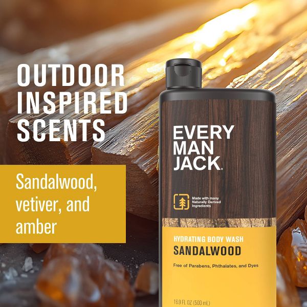 Every Man Jack Men's 16.9 fl oz Sandalwood Body Wash + 16.9 fl oz Surf and Cypress Body Wash