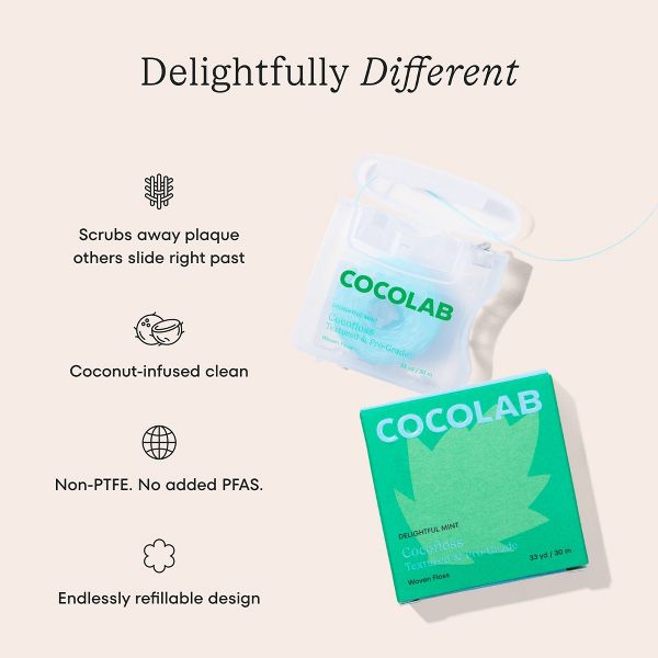 Cocolab Cocofloss Refillable Woven Expanding Dental Floss - Delightful Mint - 33yd