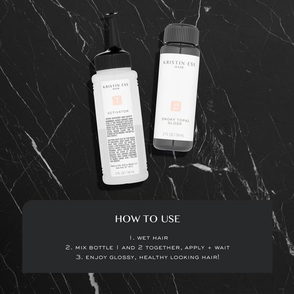 Kristin Ess Hair Gloss in Black Iris for True Black Hair - Semi Permanent Dye + Toner - 4 fl oz