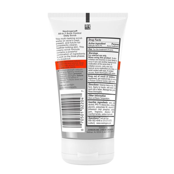 Neutrogena All-in-1 Acne Control Daily Face Scrub with Salicylic Acid for Acne-Prone Skin - 4.2 fl oz