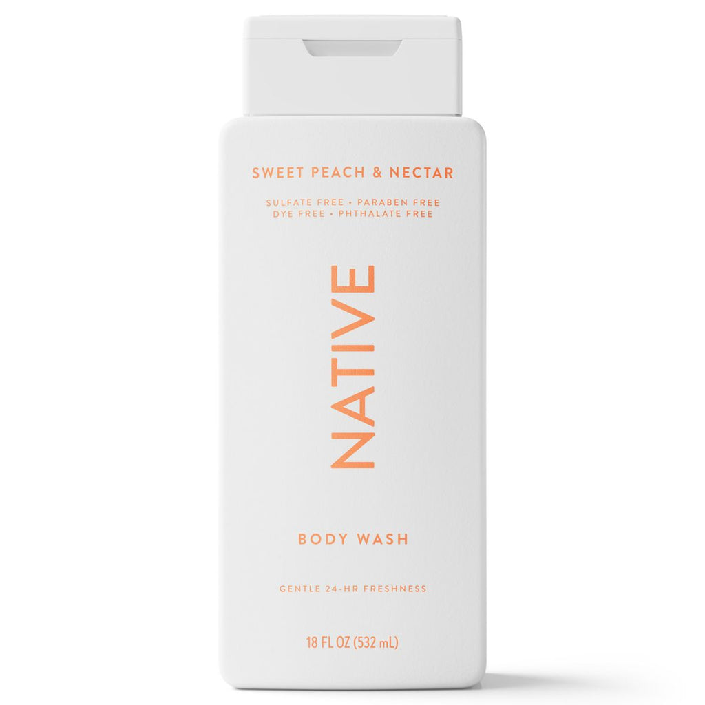 Native Body Wash for Women & Men - Sweet Peach & Nectar - Sulfate Free - 18 fl oz