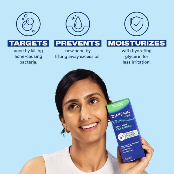 Differin Daily Acne Face Wash Cleanser with Benzoyl Peroxide - 4 fl oz