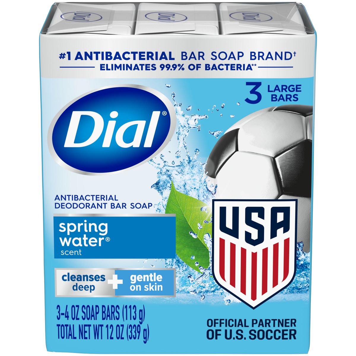 Dial Refresh & Renew Spring Water Antibacterial Bar Soap - 4oz/12pk
