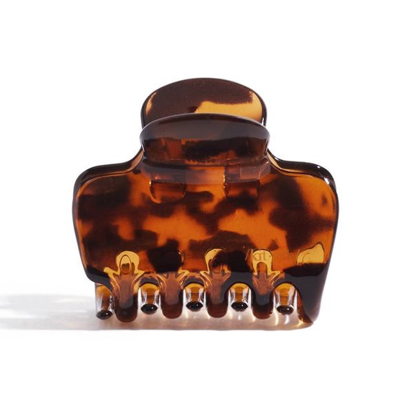 Kitsch Recycled Plastic Medium Puffy Claw Clips - 2pc - Black/Tortoise