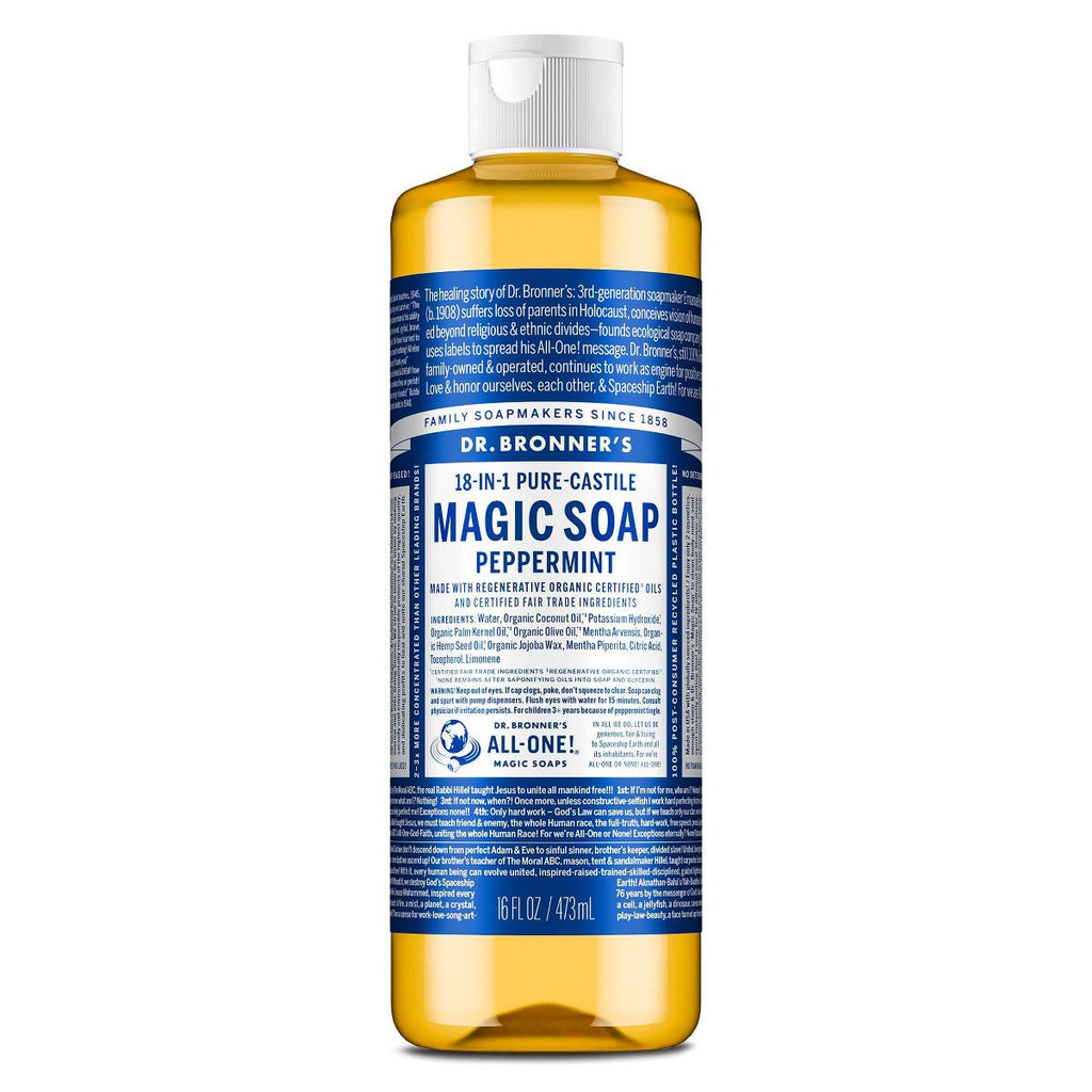 Dr. Bronner's Magic Pure Castile Liquid Soap Bodywash - Peppermint - 16 fl oz