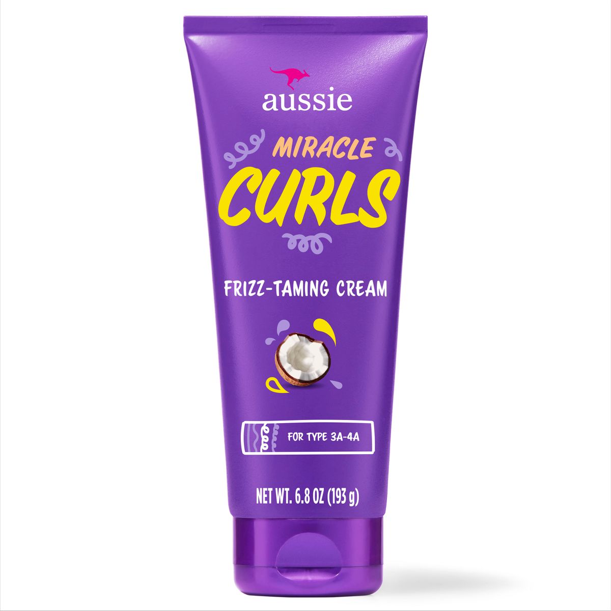 Aussie Miracle Curls Frizz Taming Curl Cream with Coconut & Jojoba - 6.8oz