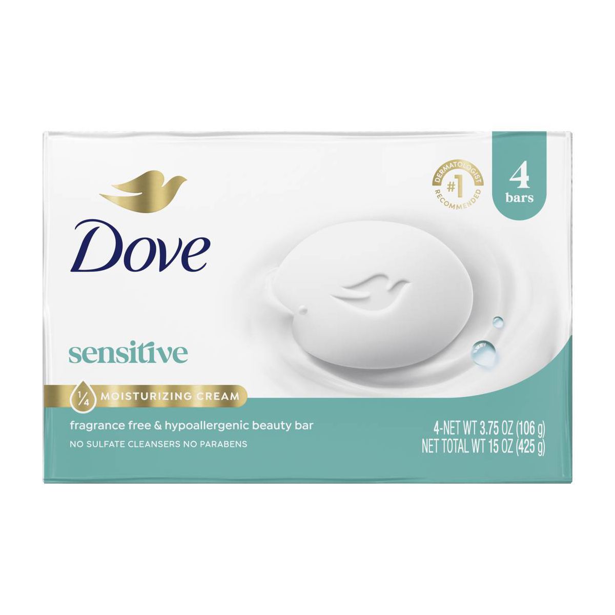 Dove Beauty Sensitive Skin Moisturizing Fragrance-Free Beauty Bar Soap - 12pk/3.75oz each