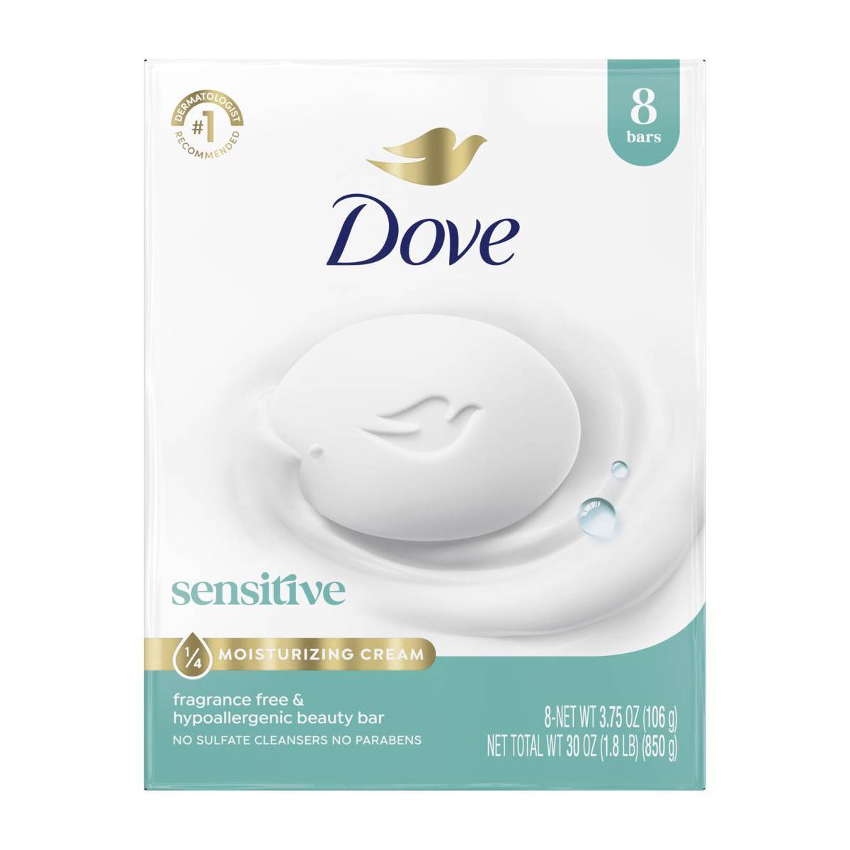Dove Beauty Sensitive Skin Moisturizing Fragrance-Free Beauty Bar Soap - 12pk/3.75oz each