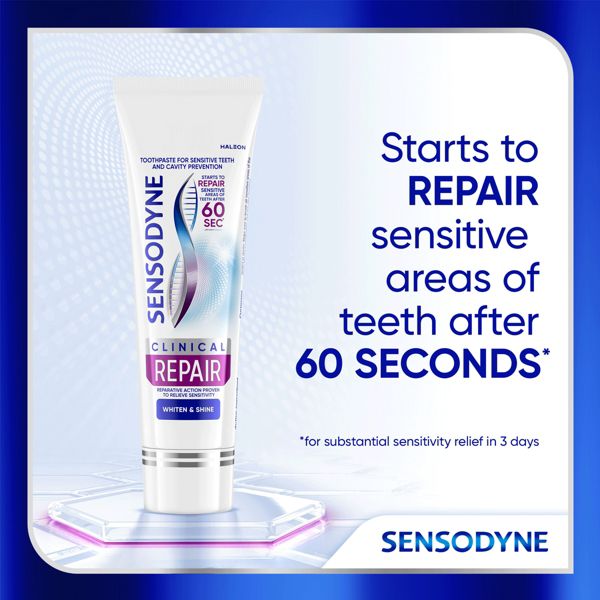 Sensodyne Clinical Repair Whiten & Shine Toothpaste - 3.4oz