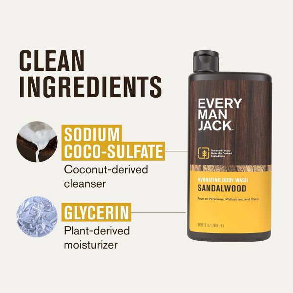 Every Man Jack Sandalwood Men's 16.9 fl oz Body Wash + 3oz Deodorant