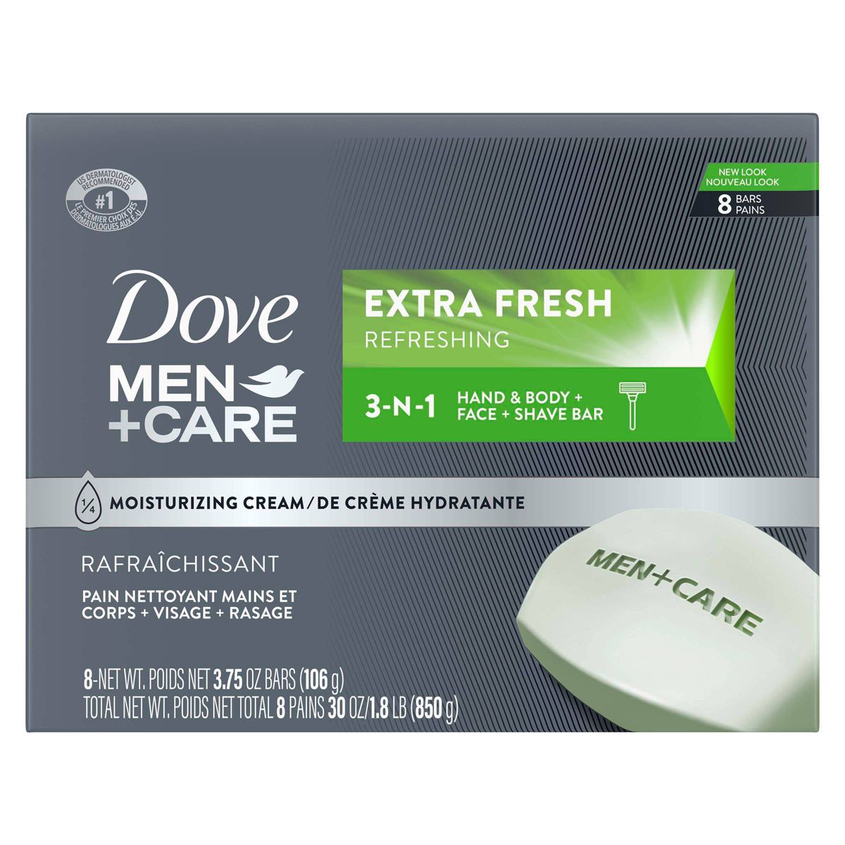 Dove Men+Care Extra Fresh Body and Face Bar Soap - 4pk - 3.75oz each