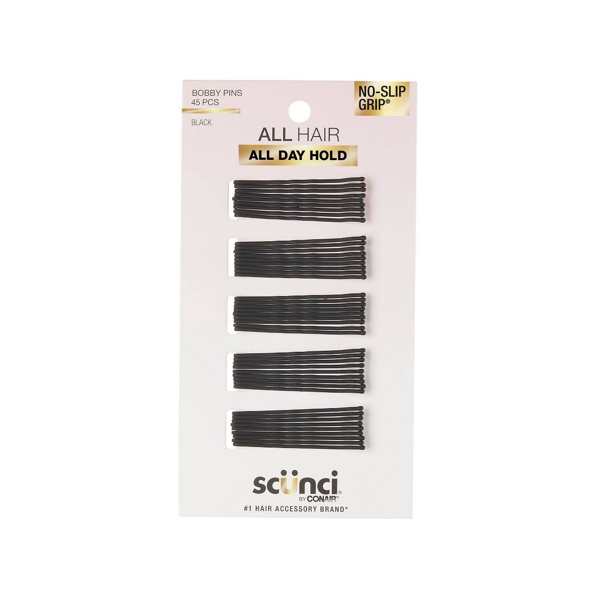 scünci No-Slip Grip Bobby Pins - Matte Black - All Hair - 45pcs