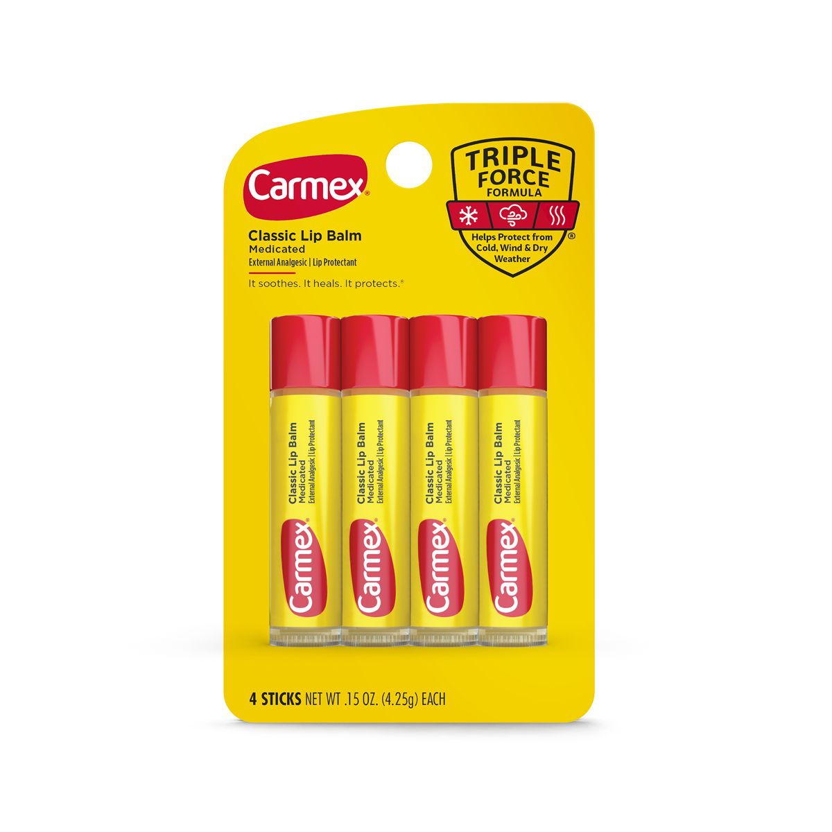 Carmex Classic Lip Balm Medicated Stick - 4pk/0.60oz