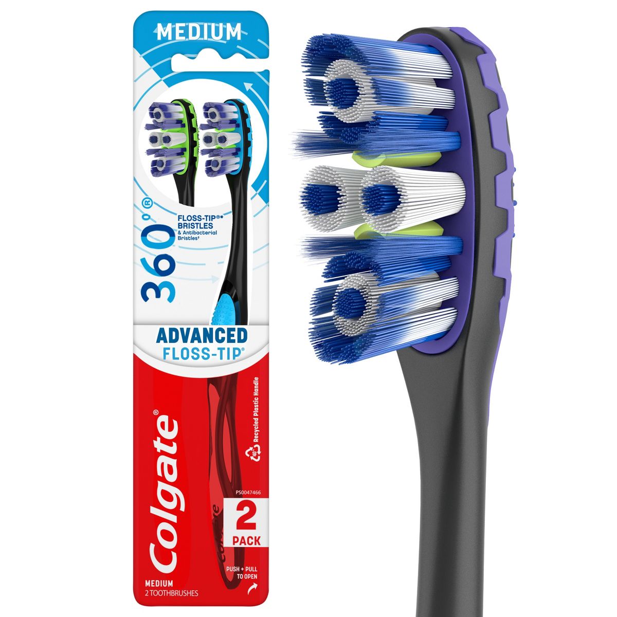 Colgate 360 Advanced Floss-Tip Manual Toothbrush – Medium - 1ct