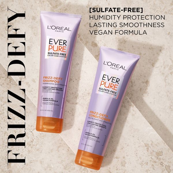 L'Oreal Paris EverPure Frizz-Defy Sulfate Free Shampoo with Marula Oil - 8.5 fl oz