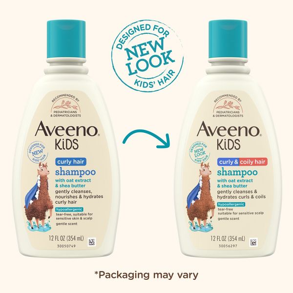 Aveeno Kids' Curly Hair Hydrating Shampoo, Oat Extract & Shea Butter - Gentle Scent - 12 fl oz