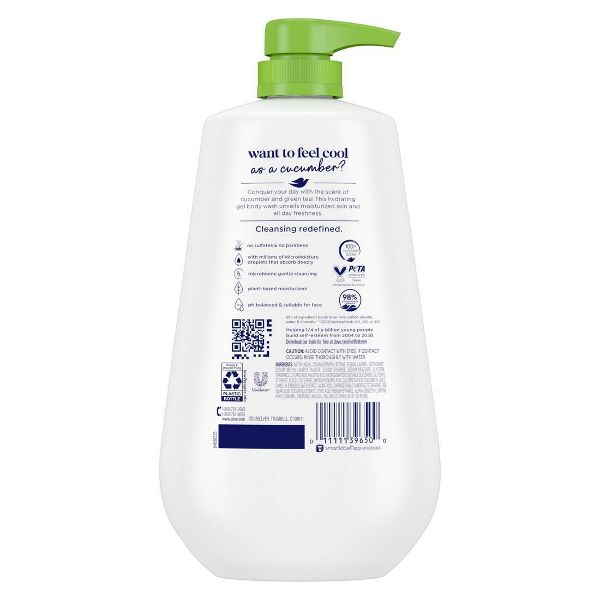 Dove Beauty Refresh Body Wash Pump - Cucumber & Green Tea 24hr Lotion-Soft Skin - 30.6 fl oz