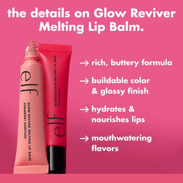 e.l.f. Glow Reviver Melting Lip Balm - Blackberry Sorbet - 0.52oz: Shine Enhancing, Nourishing, Paraben-Free