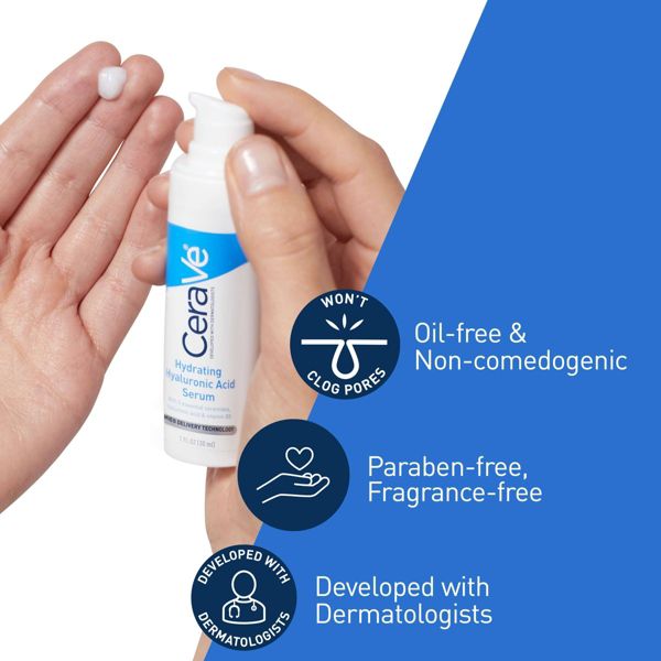 CeraVe Hydrating Hyaluronic Acid Face Serum With Vitamin B5 and Ceramides For Normal to Dry Skin– 1 fl oz