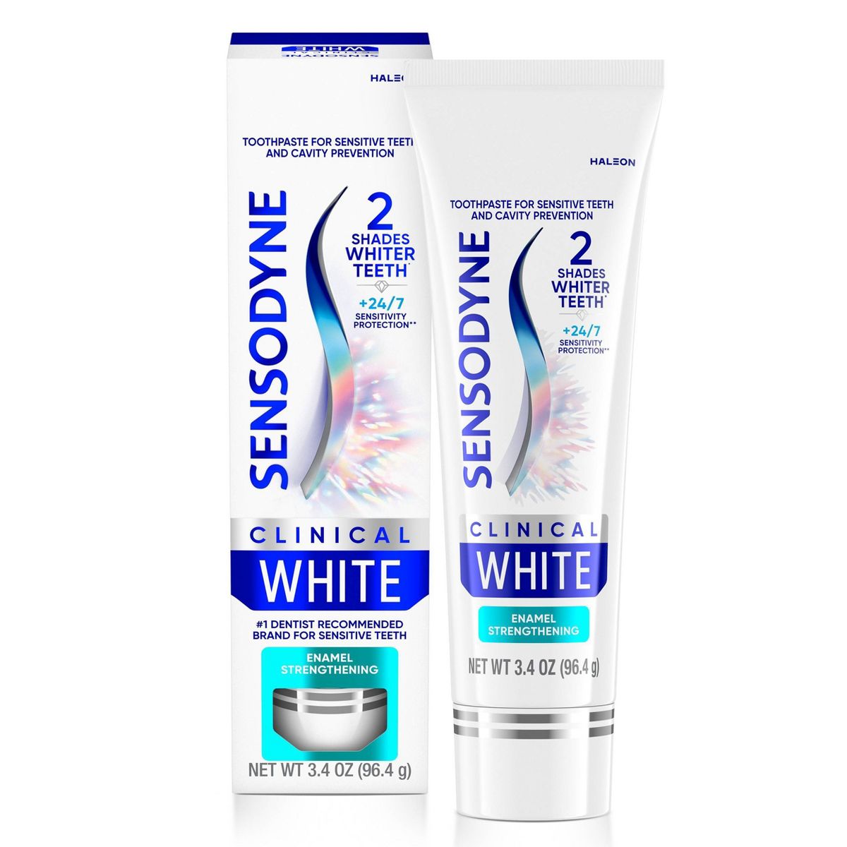 Sensodyne Clinical White Fluoride Enamel Strengthening & Whitening Toothpaste for Sensitive Teeth - 3.4oz