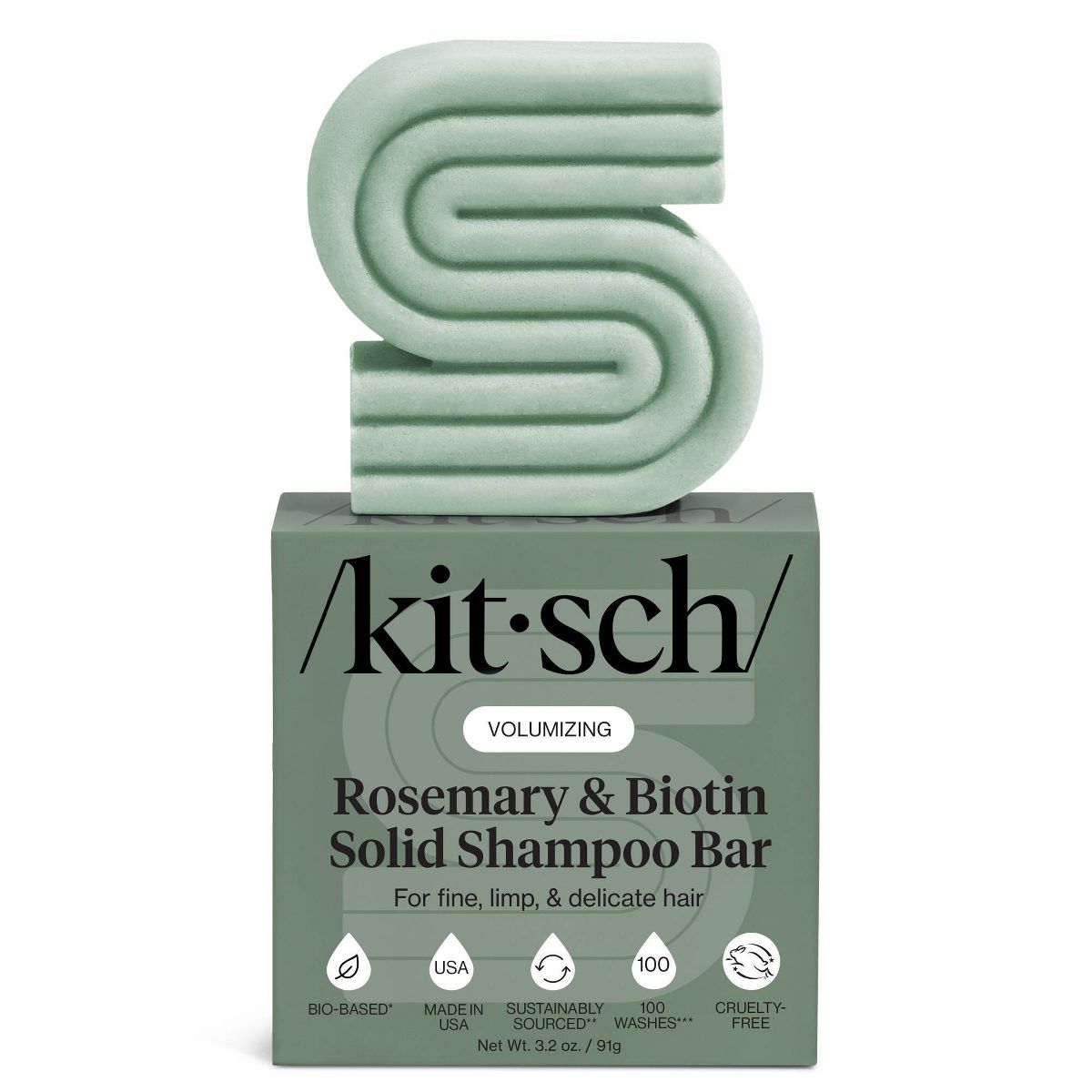 Kitsch Rosemary & Biotin Volumizing Shampoo Bar - 3.2oz