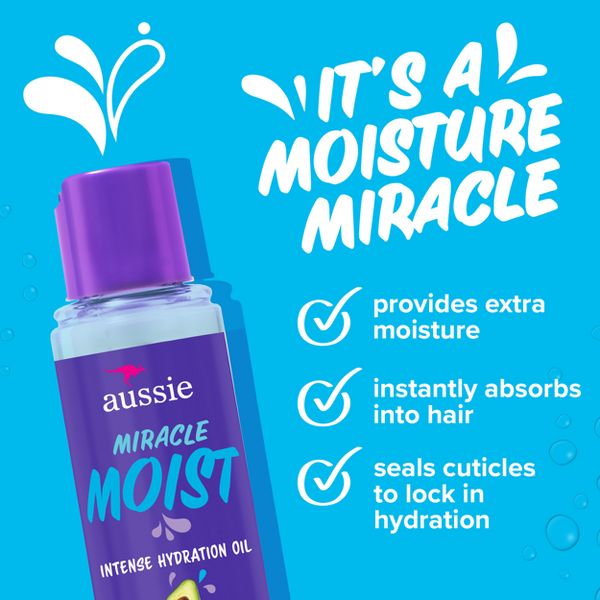 For Dry Hair - Aussie Miracle Moist Intense Hydration Oil with Jojoba Oil - 3.2 fl oz