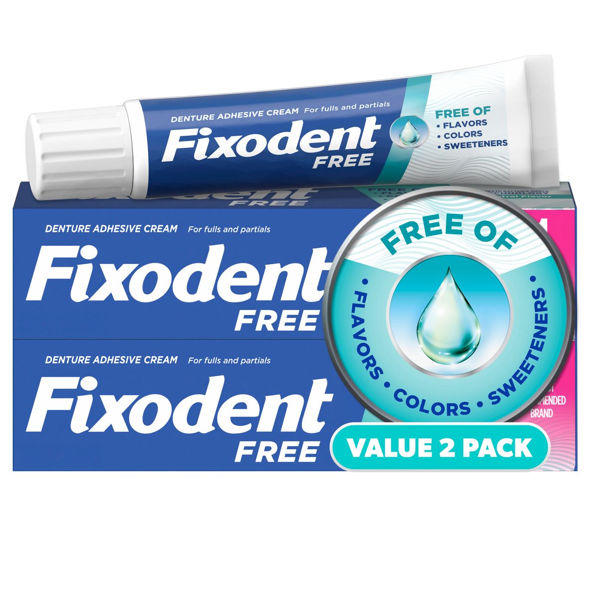 Fixodent Free Denture Adhesive Cream - 2.4oz/2pk