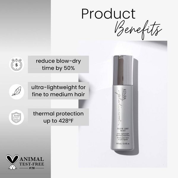 Kenra Platinum Blow Dry Heat Protection Hair Treatment Spray - 3.4 fl oz - Beauty Studio