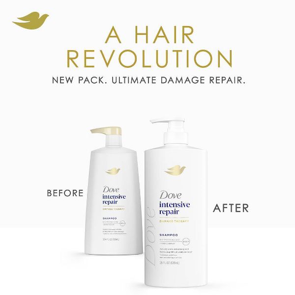 Dove Beauty Intensive Repair Hair Shampoo Pump with Glutamic Amino Serum & Bio-Protein Care - 28 fl oz