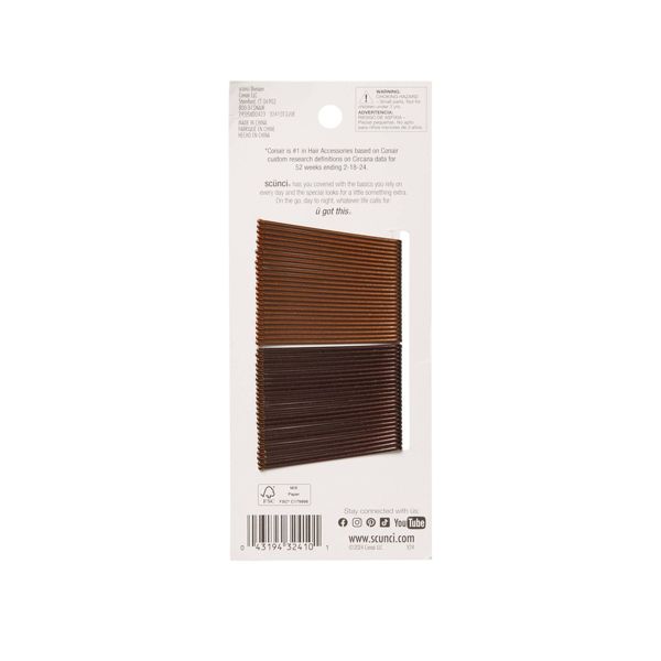 scünci Metal Bobby Pins - Black/Dark Brown - All Hair - 50pcs