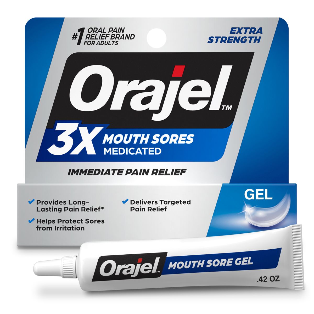 Orajel 3x Medicated Mouth Sores Gel - 0.42oz