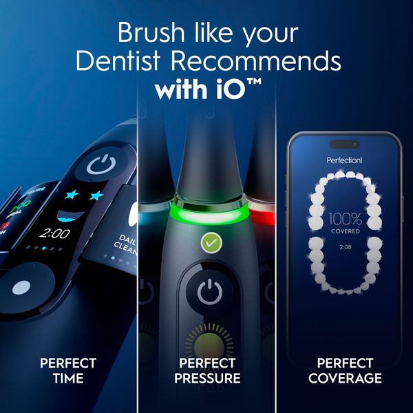 Oral-B iO7 Electric Toothbrush with Multiple Modes Travel Case and 2 Brush Heads - Black Onyx