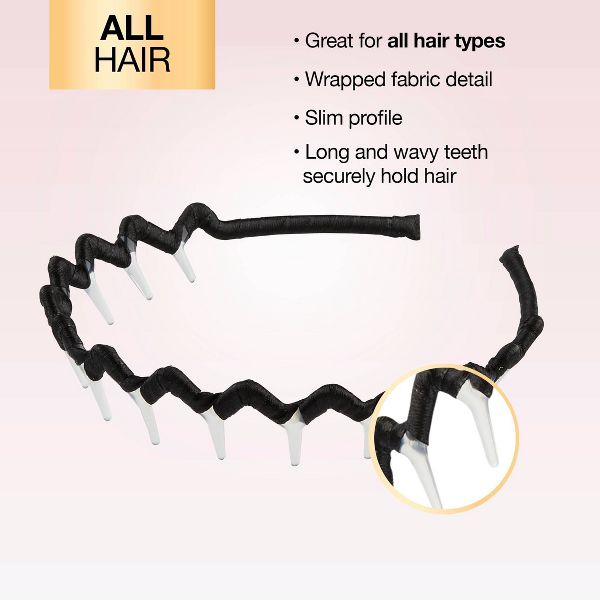 scünci Fabric Covered Zig Zag Headband - Black - All Hair