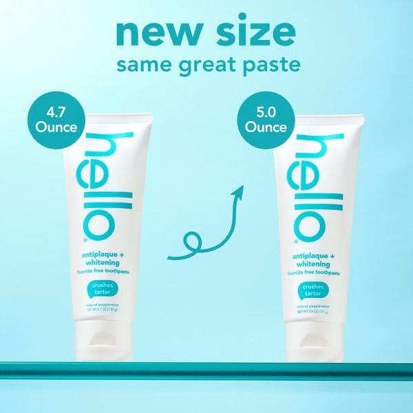 hello Antiplaque and Whitening Fluoride Free Toothpaste - Natural Peppermint - 5oz/2pk