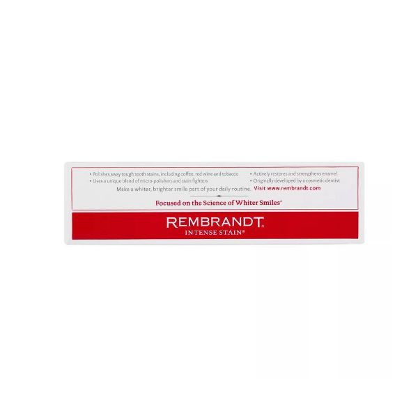 Rembrandt Intense Stain Whitening Toothpaste with Fluoride, Removes Tough Stains, Rehardens and Strengthens Enamel - Mint - 3.5oz