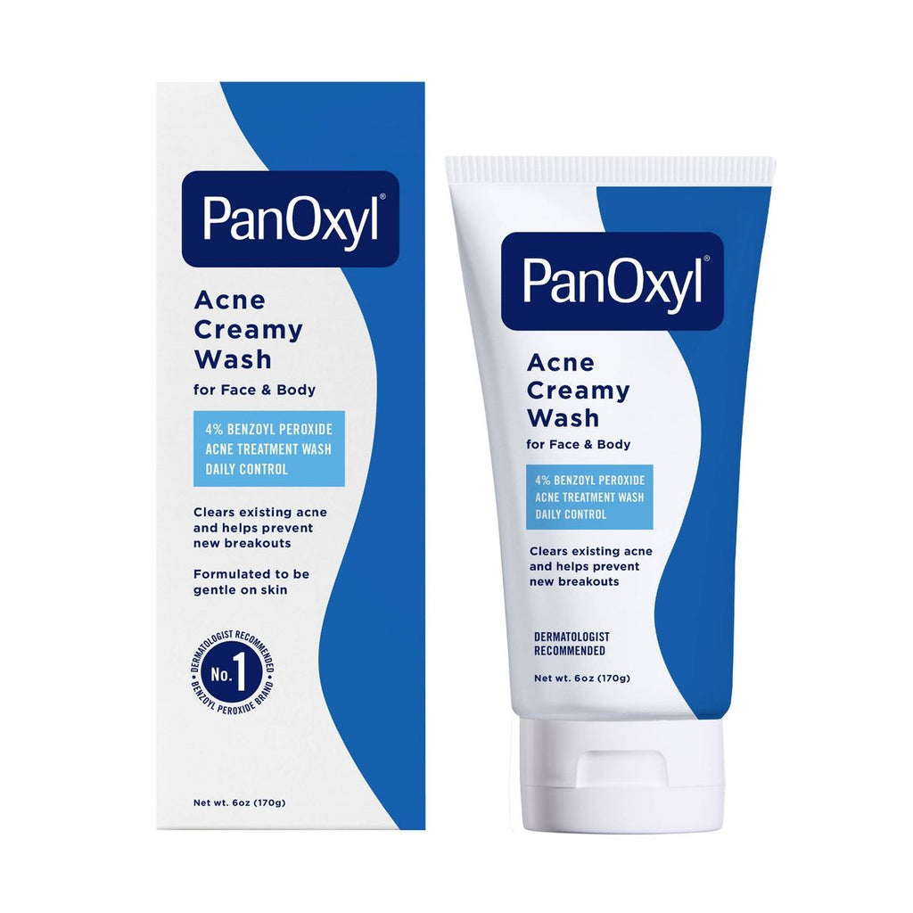 PanOxyl 4% Benzoyl Peroxide Acne Creamy Wash for Face & Body - Unscented - 6oz