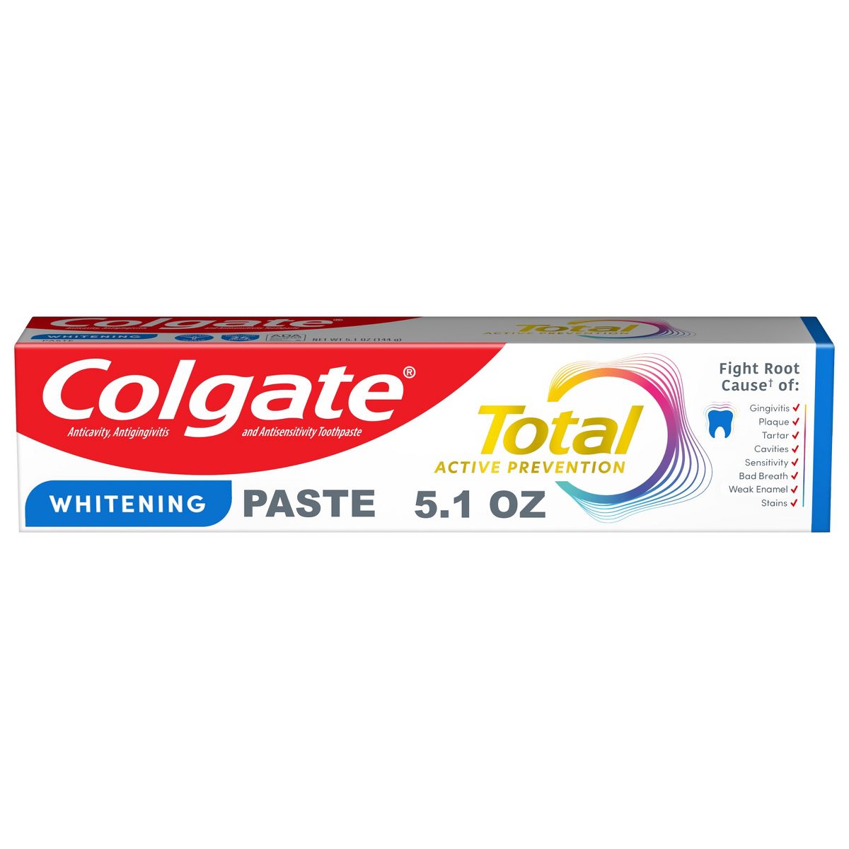 Colgate Total Active Prevention Tarter Control Fluoride Whitening Toothpaste - Mint - 5.1oz/2pk