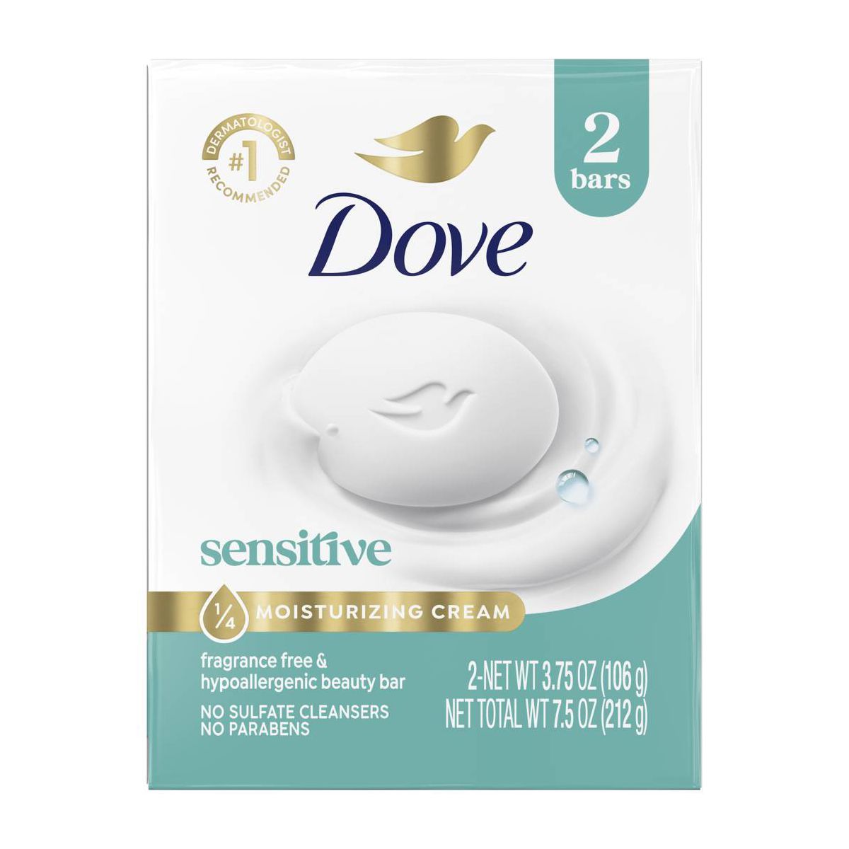 Dove Beauty Sensitive Skin Moisturizing Fragrance-Free Beauty Bar Soap - 12pk/3.75oz each