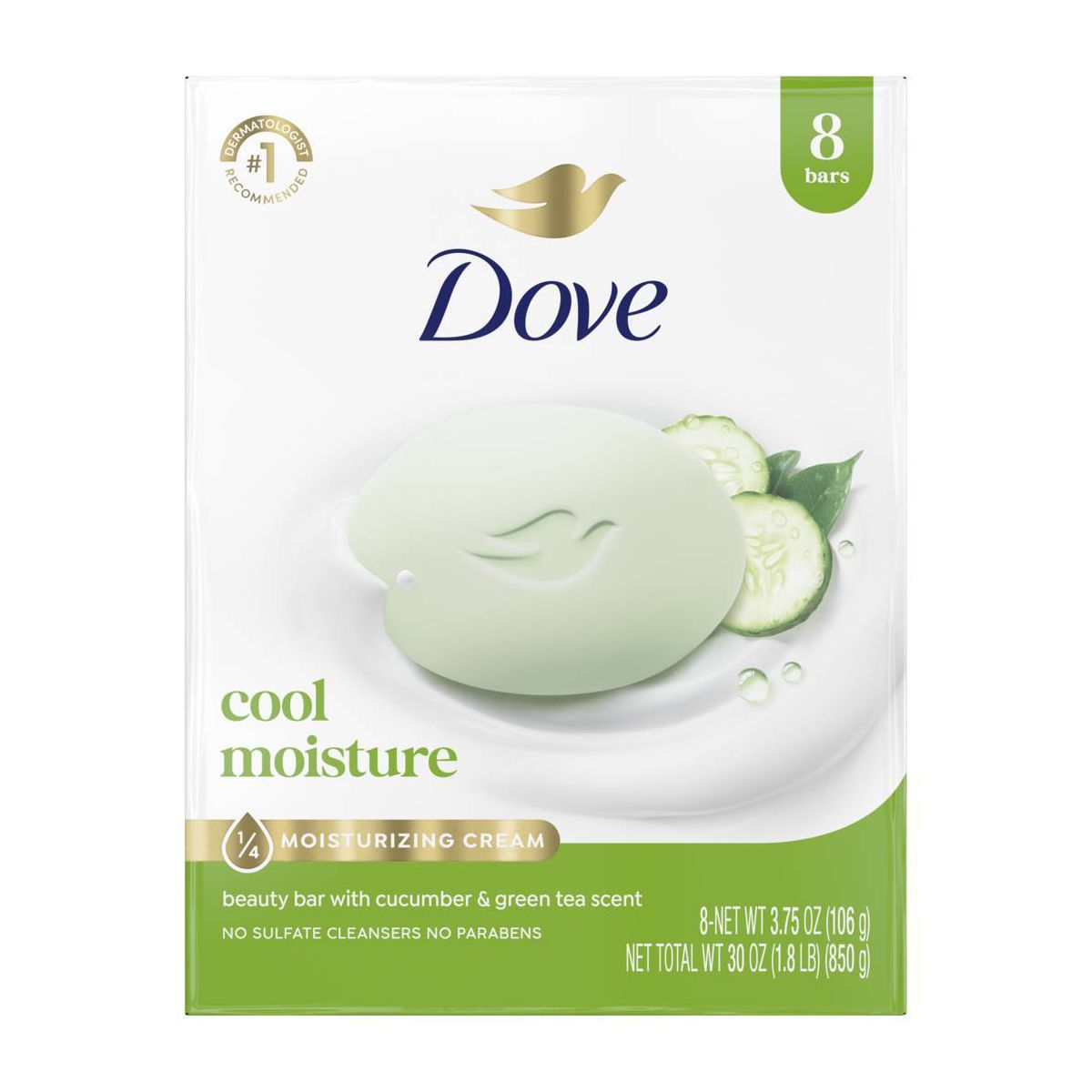Dove Beauty Cool Moisture Beauty Bar Soap - Cucumber & Green Tea - 4pk - 3.75oz each