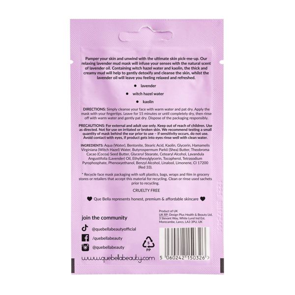 Que Bella Relaxing Lavender Mud Mask - 0.5oz