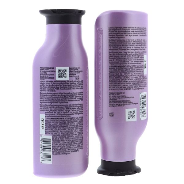 Pureology Hydrate Sheer Shampoo, 9 oz & Pureology Hydrate Sheer Conditioner, 9 oz DUO