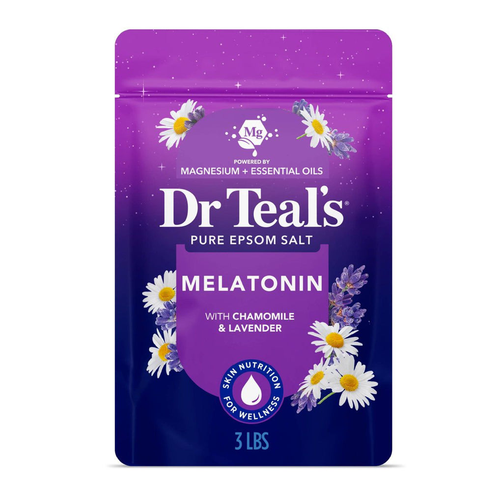 Dr Teal's Epsom Salt Magnesium Soak - Sleep Blend with Melatonin, Lavender & Chamomile - 3lbs