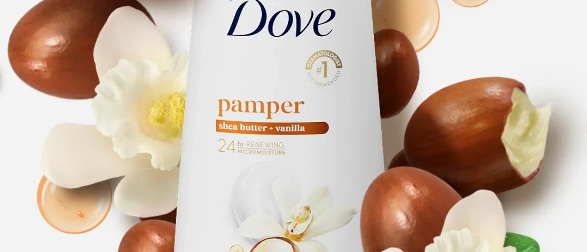 Dove Pamper Body Wash Pump - Shea Butter & Vanilla 24hr Lotion-Soft Skin - 30.6 fl oz
