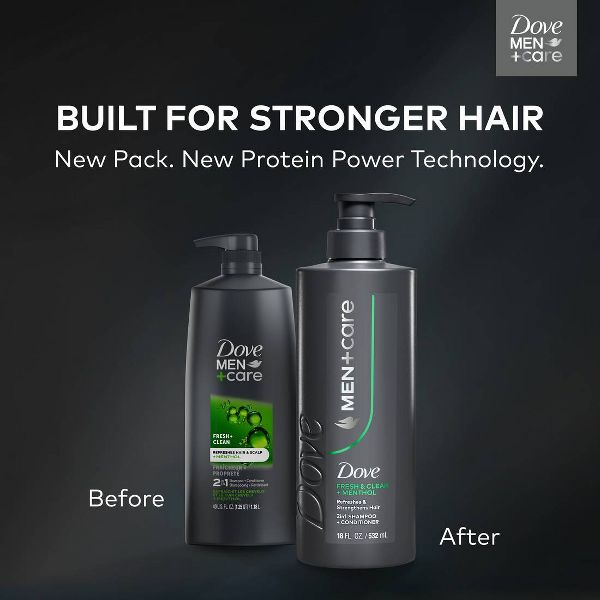 Dove Men+Care 2-in-1 Fresh & Clean + Menthol Shampoo and Conditioner - 18 fl oz