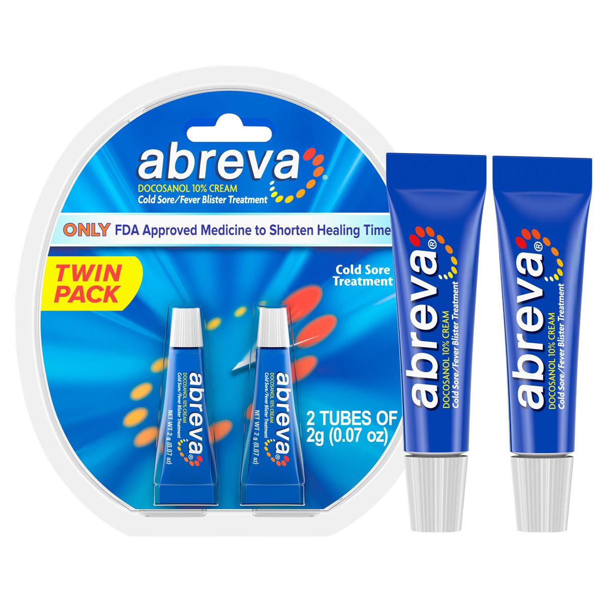 Abreva Docosanol 10% Cream Cold Sore/Fever Blister Treatment Tube - 0.07oz