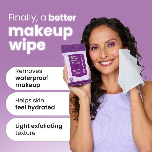 Clean Skin Club Makeup Facial Cleansing Wipes Healthy Aging - 10ct