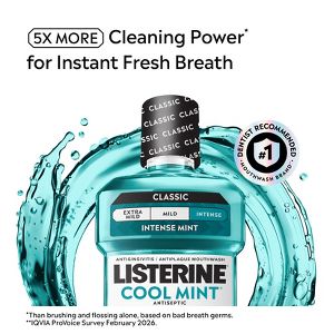 Listerine Antiseptic Intense Mouthwash for Bad Breath - Cool Mint - 500ml