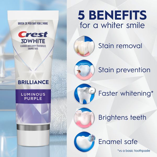 Crest 3D White Brilliance Luminous Purple Toothpaste - 4.6oz