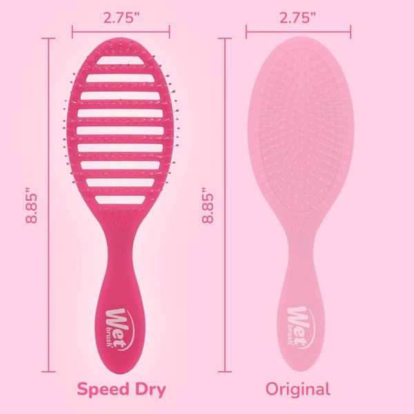 Wet Brush Speed Dry Detangler Hair Brush for Quick Heat Drying Styles - Frost Pink