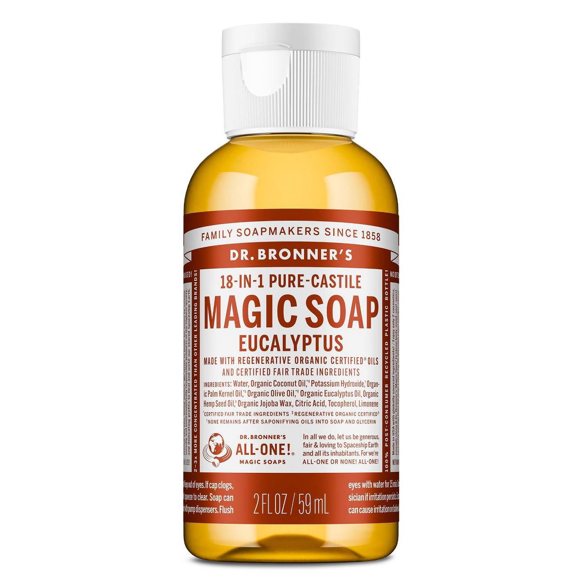 Dr. Bronner's Magic Pure Castile Liquid Soap Hand & Bodywash - Almond - 2 fl oz